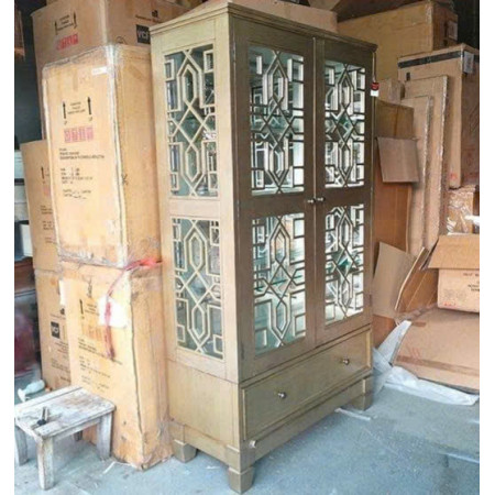 Vintage 1650-76BT : Kệ Trang Trí Cánh Kính + Đèn Led